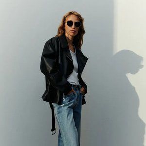 H&M vegan leather jacket size m